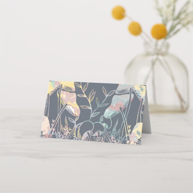 Watercolor Mushrooms Place Card (Front)