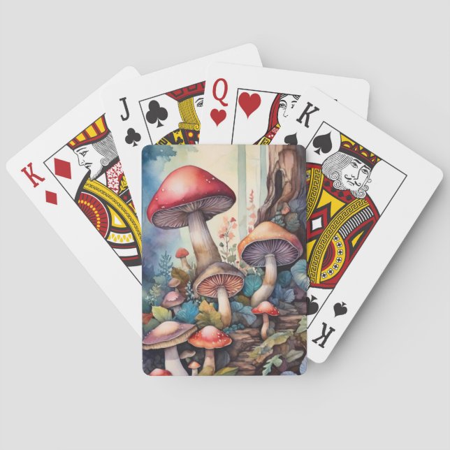 Watercolor Mushrooms  Poker Cards (Back)