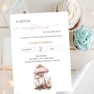 Watercolor Mushrooms Snail Baby Shower Invitation