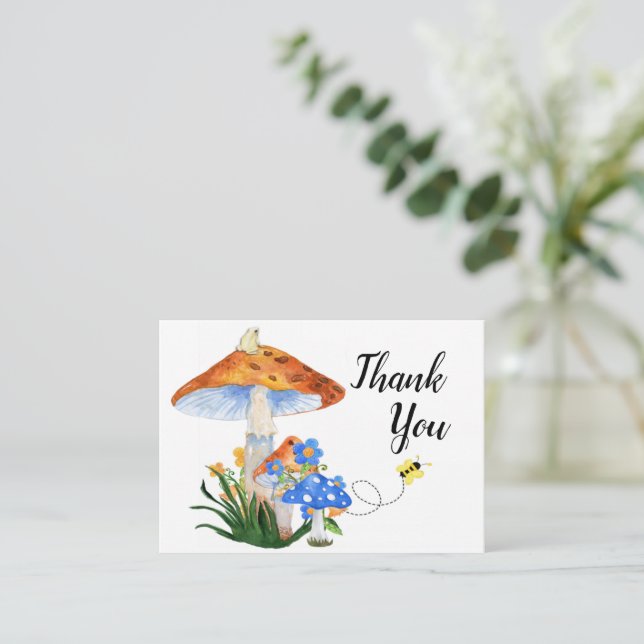 Watercolor Mushrooms Thank You Card (Standing Front)