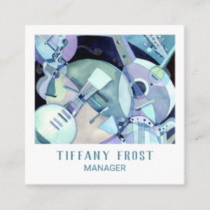 Watercolor Musical Instruments Square Business Card
