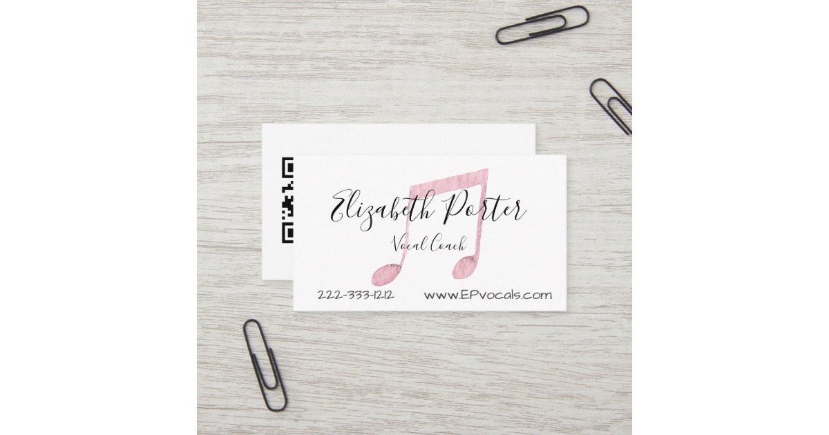 Watercolor Musical Notes Custom QR Code Business Card | Zazzle