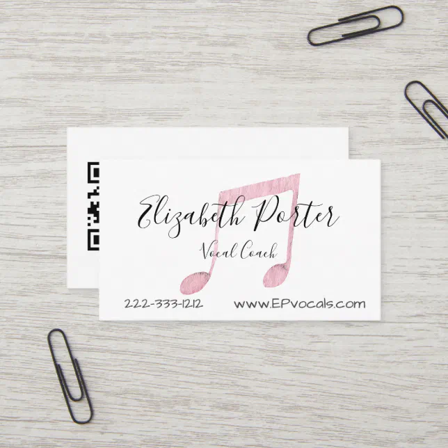 Watercolor Musical Notes Custom QR Code Business Card | Zazzle