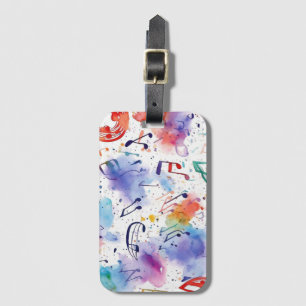 Watercolor musical notes luggage tag