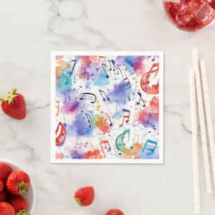Watercolor musical notes napkins