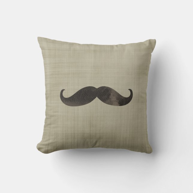 Watercolor Mustache Throw Pillow (Front)