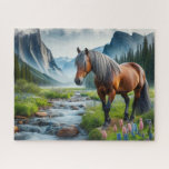 Watercolor Mustang Horse Jigsaw Puzzle<br><div class="desc">"AI-generated artwork with design direction by Susang6"</div>