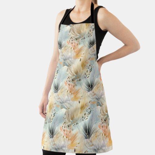 Watercolor Muted Blue Peach Yellow Beige Spring Apron