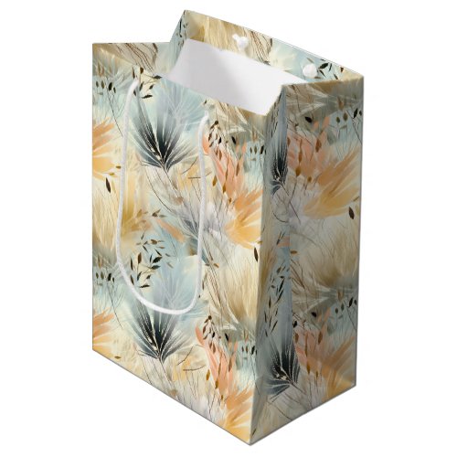 Watercolor Muted Blue Peach Yellow Beige Spring Medium Gift Bag