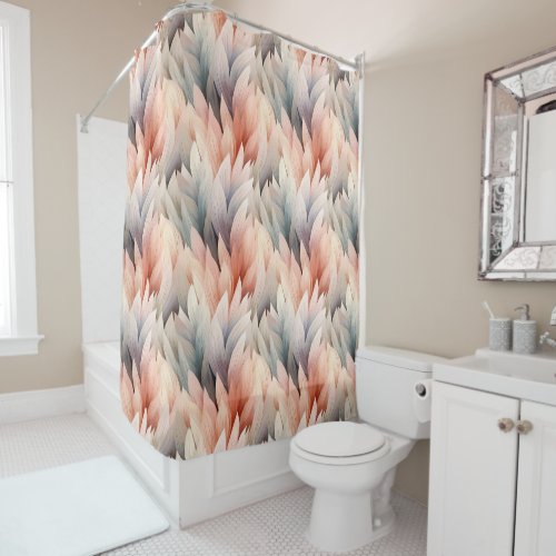Watercolor Muted Pastel Leaf Pattern Spring Shower Curtain