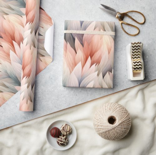 Watercolor Muted Pastel Leaf Pattern Spring Wrapping Paper