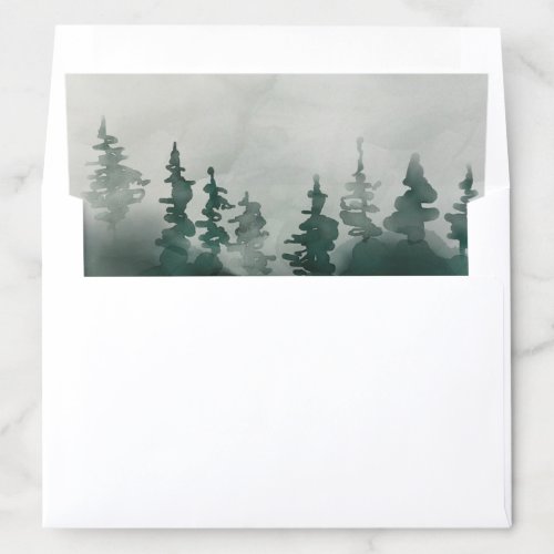 Watercolor Mystic Winter Forest Wedding Envelope Liner