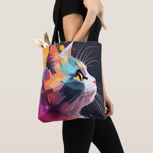 Watercolor Mystical Cute Cat Tote Bag