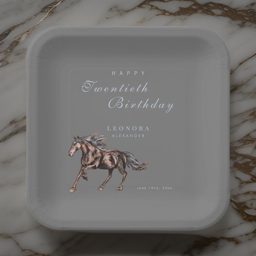 Watercolor Mystical Horse ANY Birthday Party Paper Plates