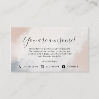 Watercolor Nail Art Business Thank You Card 