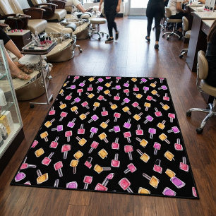 Watercolor Nail Polish Bottle Pattern Salon Rug