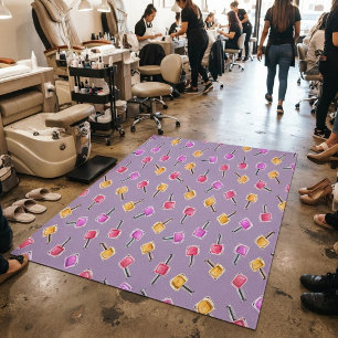 Watercolor Nail Polish Bottle Pattern Salon Rug