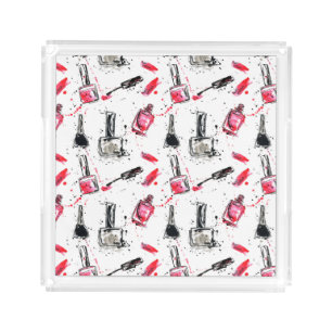 Watercolor Nail Polish Pattern Acrylic Tray