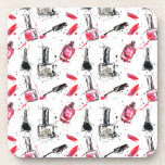 Watercolor Nail Polish Pattern Beverage Coaster