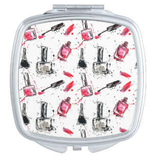 Watercolor Nail Polish Pattern Compact Mirror