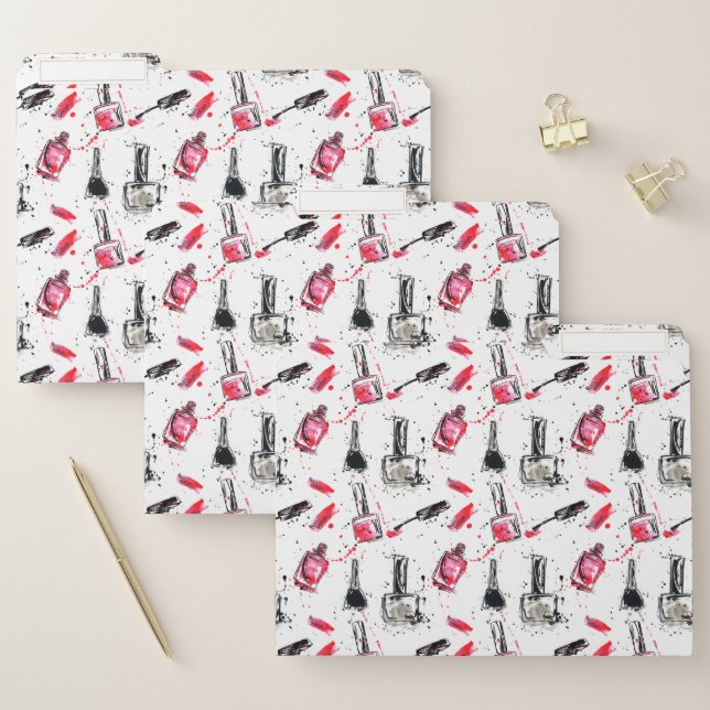 Watercolor Nail Polish Pattern File Folder (Set)