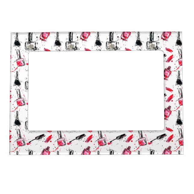 Watercolor Nail Polish Pattern Magnetic Frame (Front)