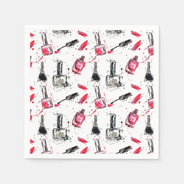 Watercolor Nail Polish Pattern Napkins (Front)