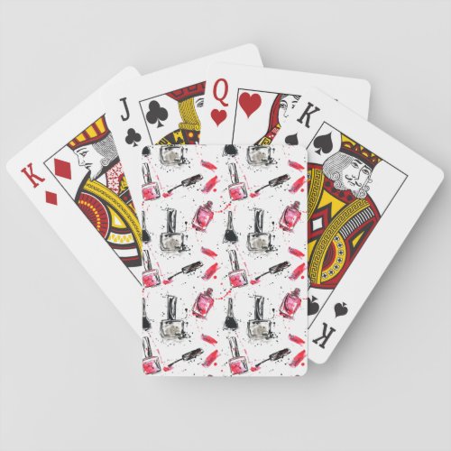 Watercolor Nail Polish Pattern Poker Cards