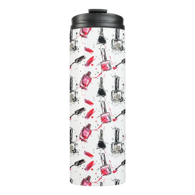Watercolor Nail Polish Pattern Thermal Tumbler (Front)