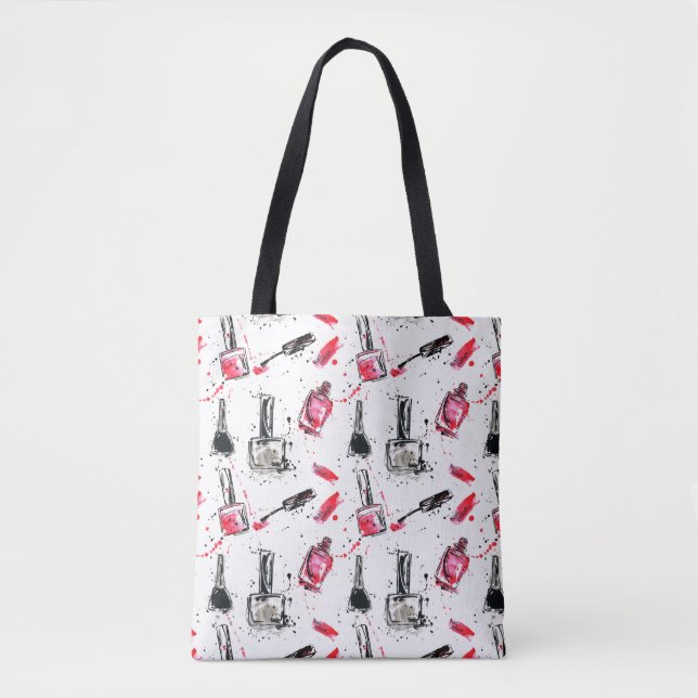 Watercolor Nail Polish Pattern Tote Bag (Front)