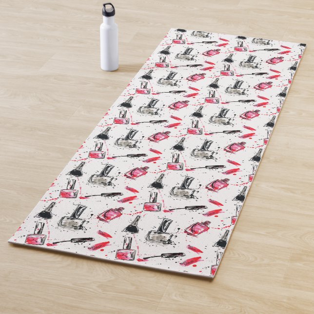 Watercolor Nail Polish Pattern Yoga Mat (In Situ)
