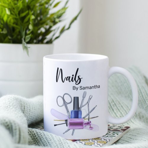 Watercolor Nail Salon Manicure Nail Polish Coffee Mug