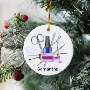 Watercolor Nail Salon Personalized Nail Polish Ceramic Ornament