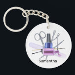 Watercolor Nail Salon Personalized Nail Polish Keychain<br><div class="desc">This design may be personalized in the area provided by changing the photo and/or text. Or it can be customized by clicking Personalize this Template and then choosing the click to customize further option and delete or change the color of the background, add text, change the text color or style,...</div>