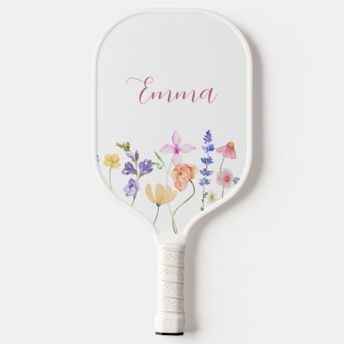 Watercolor Name Wildflower Minimalistic Boho Pickleball Paddle