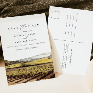 Watercolor Napa Valley Sonoma California Vinyeard Postcard