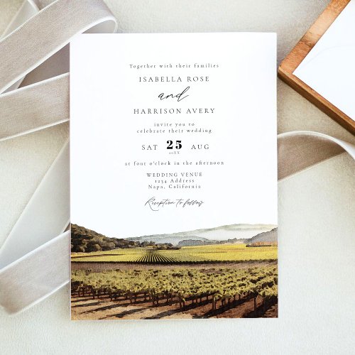 Watercolor Napa Valley Sonoma California Wedding Invitation