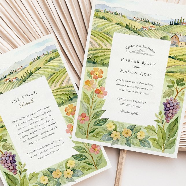 Watercolor Napa Valley Vineyard Wedding Invitation (Creator Uploaded)
