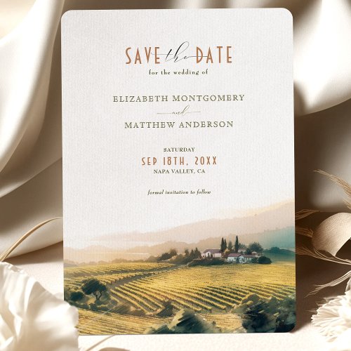 Watercolor Napa Valley Vineyards Save the Date Invitation