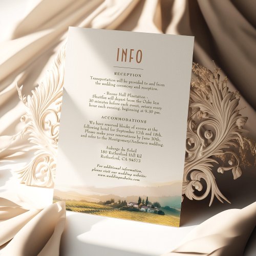 Watercolor Napa Valley Vineyards Wedding Info Card