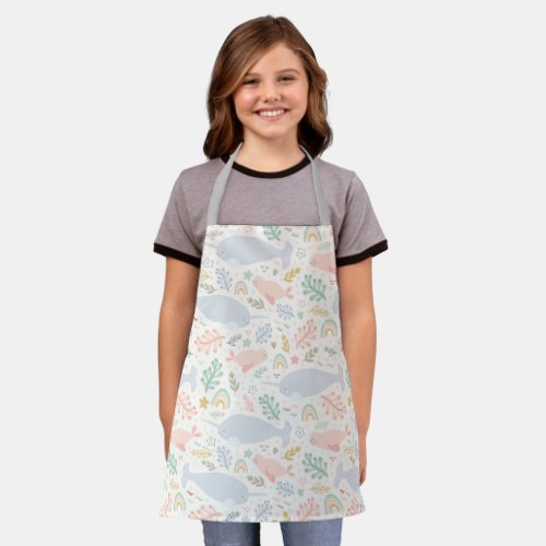 Watercolor Narwhal  Seal Pattern Apron