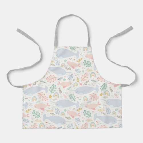 Watercolor Narwhal  Seal Pattern Apron