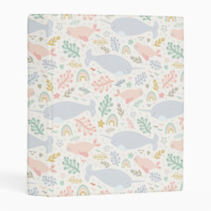 Watercolor Narwhal & Seal Pattern Mini Binder