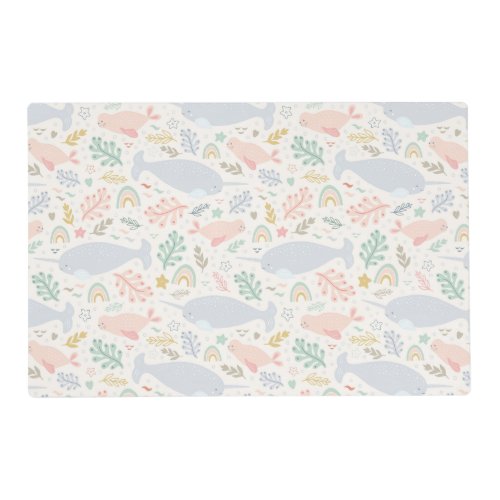 Watercolor Narwhal  Seal Pattern Placemat