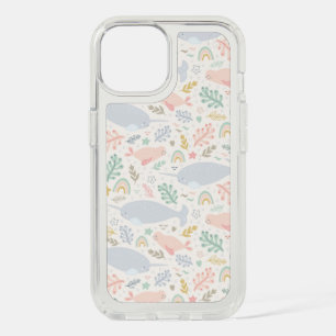 Watercolor Narwhal & Seal Pattern iPhone 15 Case
