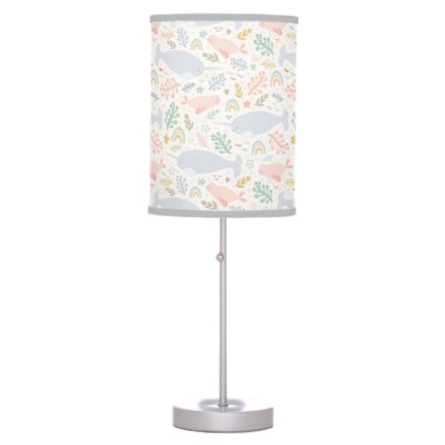 Watercolor Narwhal  Seal Pattern Table Lamp