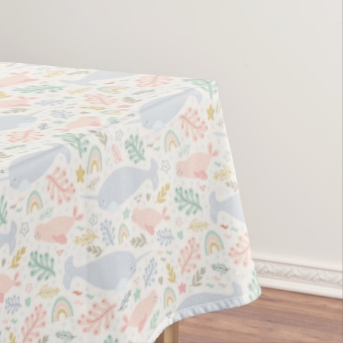 Watercolor Narwhal  Seal Pattern Tablecloth