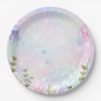 Watercolor Narwhal Under The Sea Paper Plates by PinkOwlPartyStudio at Zazzle