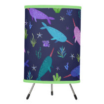 Watercolor Narwhals Under The Sea Gold Tripod Lamp