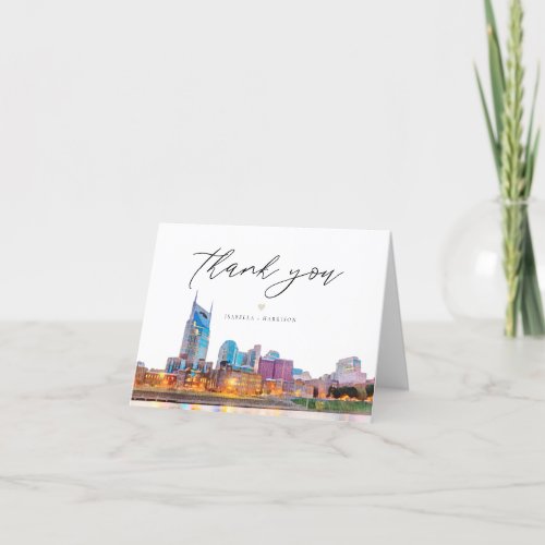 Watercolor Nashville Skyline Thank You Card